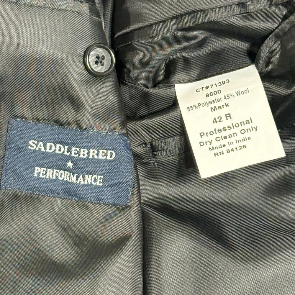 Saddlebred‎ Performance Men's  Size 42R Black Wool Blend Blazer Classic 2 Button